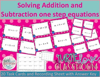 Preview of Solving addition and subtraction one step equations task cards! Print and Teach!