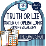 Solving and Comparing Equations: Truth or Lie? Partner Sor