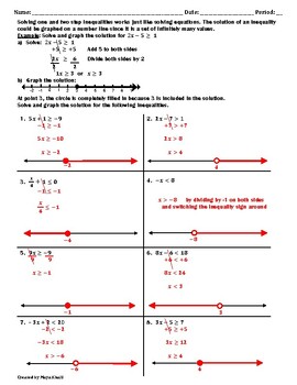 Solving and Graphing Inequalities Worksheet - Teaching and Practice