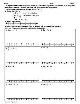 Solving Inequalities Worksheet Teachers Pay Teachers