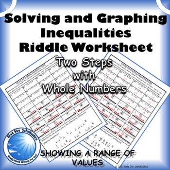 Preview of Solving and Graphing Inequalities involving Two-Steps - Riddle Worksheets