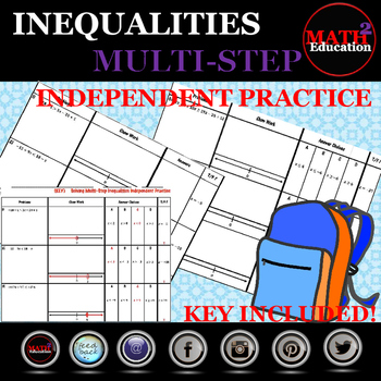 Preview of Solving and Graphing Multi-Step Inequalities Independent Practice