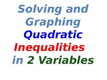 Preview of Solving and Graphing Quadratic Inequalities in 2 Variables Solution Summary