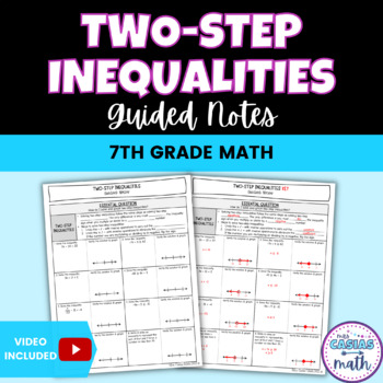 Preview of Solving and Graphing Two Step Inequalities Guided Notes Lesson 7th Grade Math