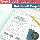 Solving and Writing Two-Step Inequalities Notebook Pages a