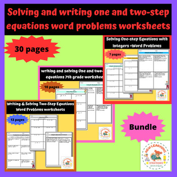 Preview of Solving and Writing one and two-step Equations Word Problems worksheets