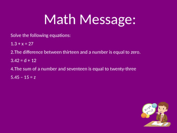Preview of Solving, balancing simple equations and inequalities