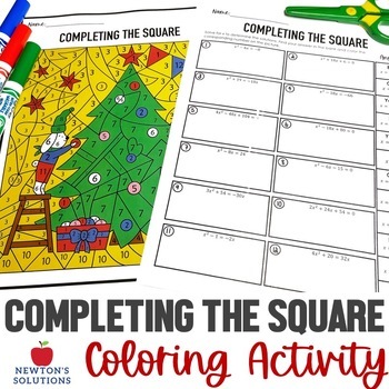 Preview of Solving by Completing the Square Color by Number Christmas Activity