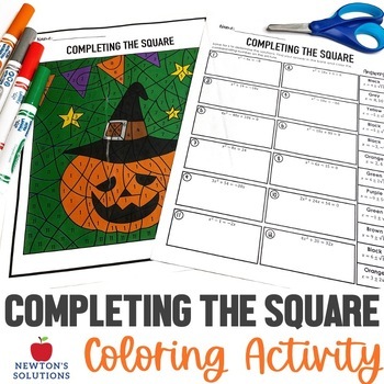 Preview of Solving by Completing the Square Color by Number Halloween Activity