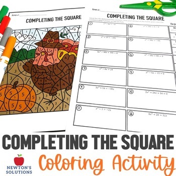 Preview of Solving by Completing the Square Color by Number Thanksgiving Activity