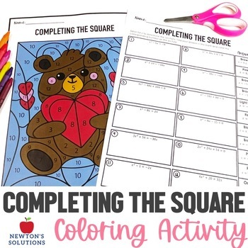 Preview of Solving by Completing the Square Color by Number Valentine's Day Activity