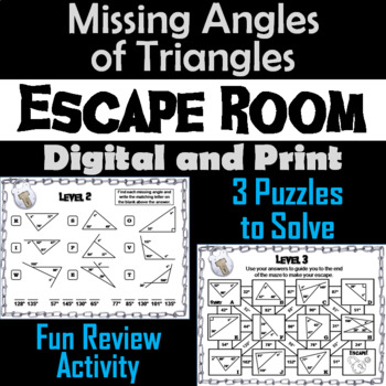 Preview of Solving for Missing Angles of Triangles Activity: Escape Room Geometry Game