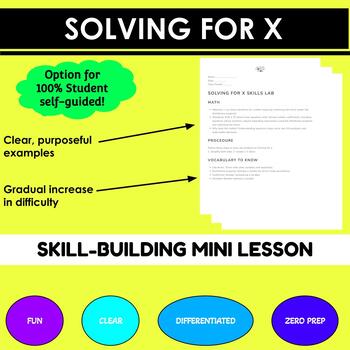 Preview of Solving for X Introduction Mini-Lesson