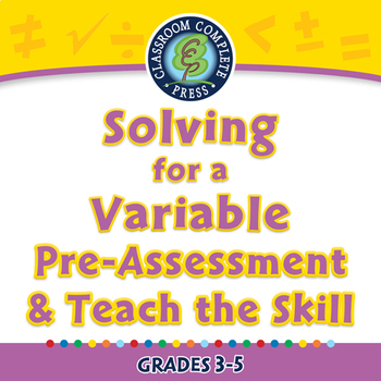 Preview of Algebra: Equations - Solving for a Variable - Pre-Assess/Teach - MAC Gr. 3-5