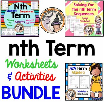 Preview of Solving for the nth Term Worksheets Activity Algebra BUNDLE
