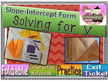 Preview of Solving for y (Slope-Intercept Form) foldable, INB, Practice, Exit