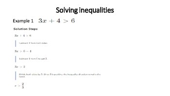 Preview of Solving inequalities