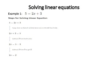 Preview of Solving linear equations