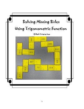Preview of Solving missing sides using trigonometric function Math Relay