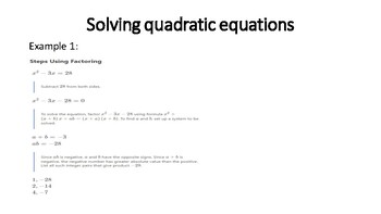 Preview of Solving quadratic equations