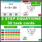 Solving two step equations digital game and 30 task cards 