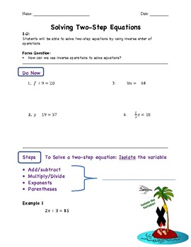 lesson 2 problem solving practice solve two step equations