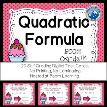 Preview of Solving with Quadratic Formula--Digital Task Cards