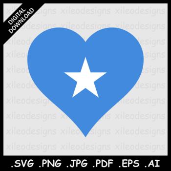 Preview of Somalia Heart Flag Somali Love Clipart Cricut Vector Icon SVG PNG JPG PDF EPS AI