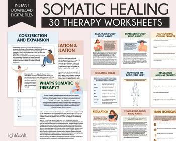 Preview of Somatic Healing Workbook, somatic therapy worksheets, inner healing, trauma