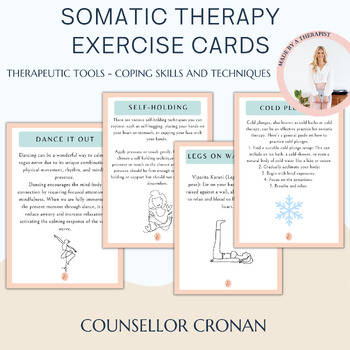 Preview of Somatic Therapy Exercise cards, Vagus nerve,Polyvagal theory, window of toleranc