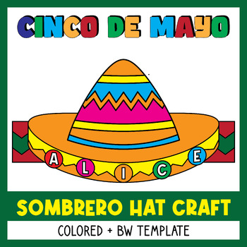 Preview of Sombrero Name Craft | Cinco De Mayo Hat/Headband Printable Craft | Mexican Fiest