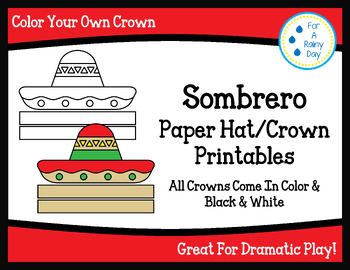 Preview of Sombrero Paper Hat/Crown Printables Freebie