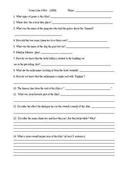 Preview of Some Like It Hot Worksheet
