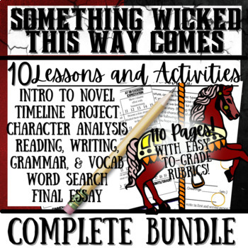 Preview of SOMETHING WICKED THIS WAY COMES Novel Study Unit Bundle Activities, Exam