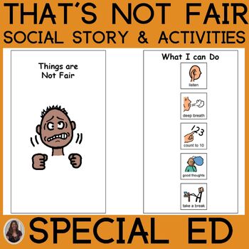 Preview of That's Not Fair Social Story and Activities EDITABLE