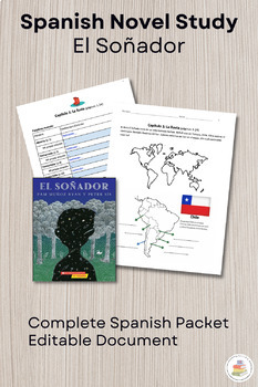 Preview of Soñador Spanish Novel Study; digital packet, comprehension questions