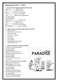Coldplay - Paradise worksheet
