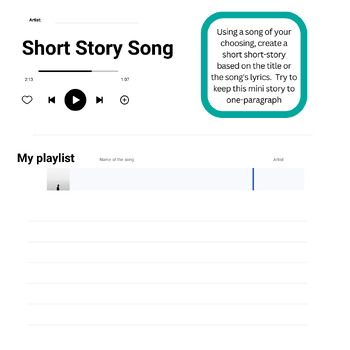 Preview of Song Based Short Story Prompt