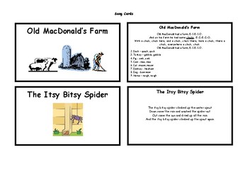 Preview of Song Cards for Preschool and Beyond!