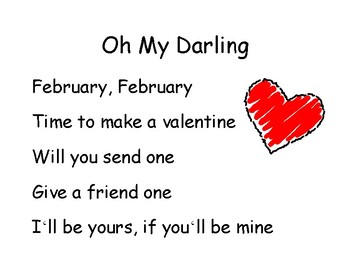 Song Chart Oh My Darling Valentine By Ms Ashleys Creations Tpt