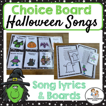 Preview of Song Choice Board - Halloween - Song Lyrics & Picture Boards - Circle Time