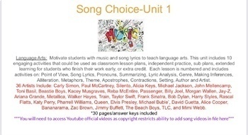 Preview of Song Choice- Unit 1 (Lessons 1-10) **NEW**