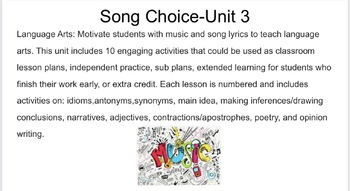Preview of Song Choice-Unit 3 (lessons 21-30)  **NEW**