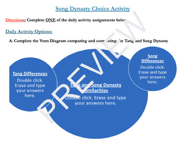 Preview of Song Dynasty Choice Activity