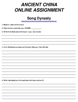 song dynasty assignment
