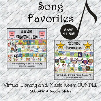 Preview of Song Favorites Virtual Library & Music Room BUNDLE - SEESAW & Google Slides