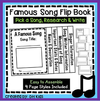Preview of Song Flip Book - Song Study Writing Activity, Famous Music