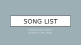 Song List, Babies Music Club Fall 2020