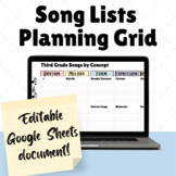 Song Lists Planning Grid: Editable Google Sheets Document