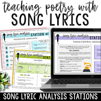 Preview of Song Lyric Analysis Stations - Teaching Poetry through Music